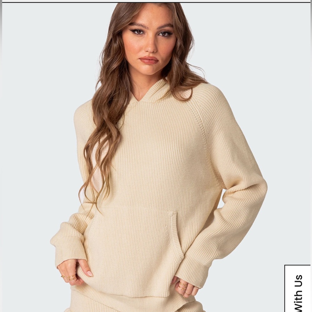 Edikted Cream Ribbed Sweater